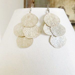 Delicate Silver Dangle Leaf Earrings 2" long
